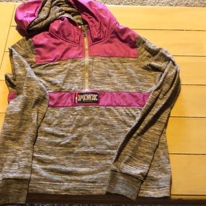 VS PINK 3/4 zip sweatshirt with a hood. Size small